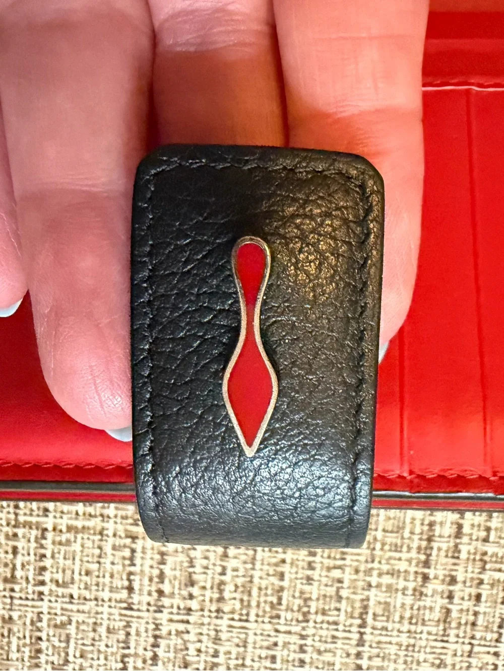 NWT Authentic Christian Louboutin Paloma Black Red Leather Wallet